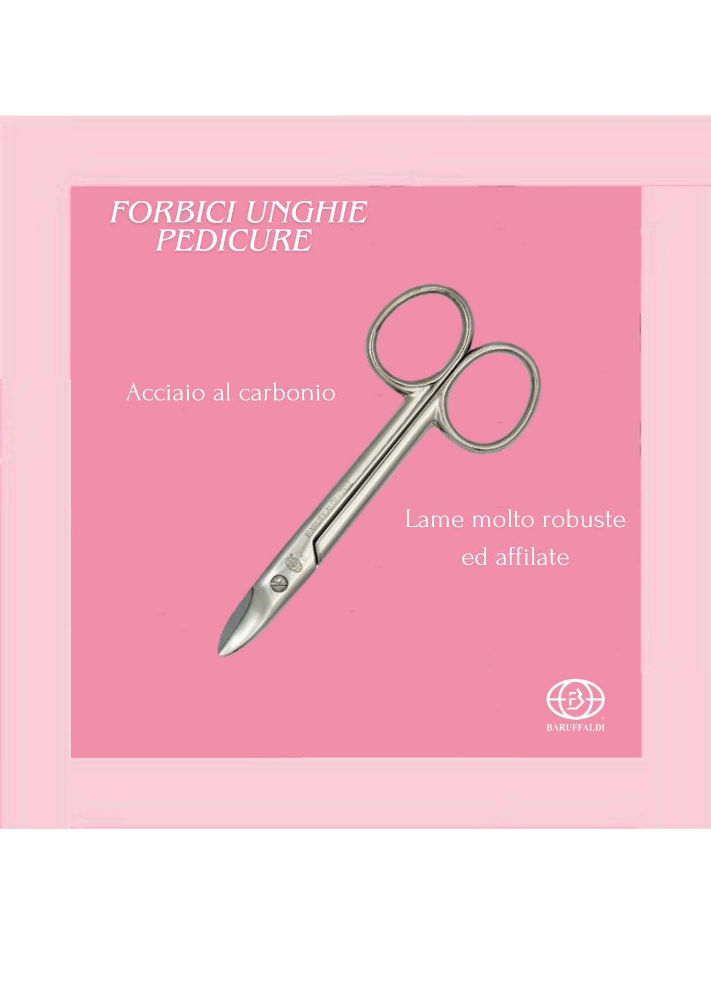 Baruffaldi 202 - Forbici per Unghie, in Acciaio - Pedicure - con Custodia Protettiva - forbicina per unghie piedi - forbici per unghie spesse - forbici robuste - Made in Italy