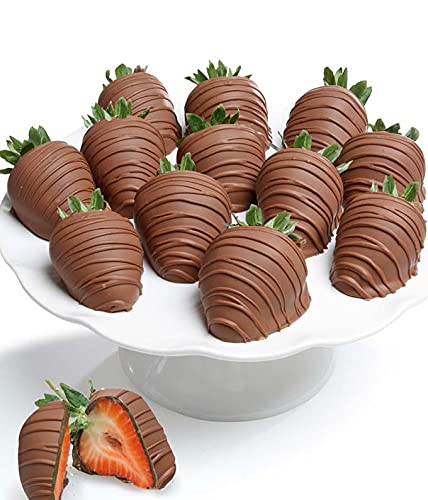 From You Flowers - Belgian Milk Chocolate Covered Strawberries - 12 Pieces for Birthday, Anniversary, Get Well or Celebration