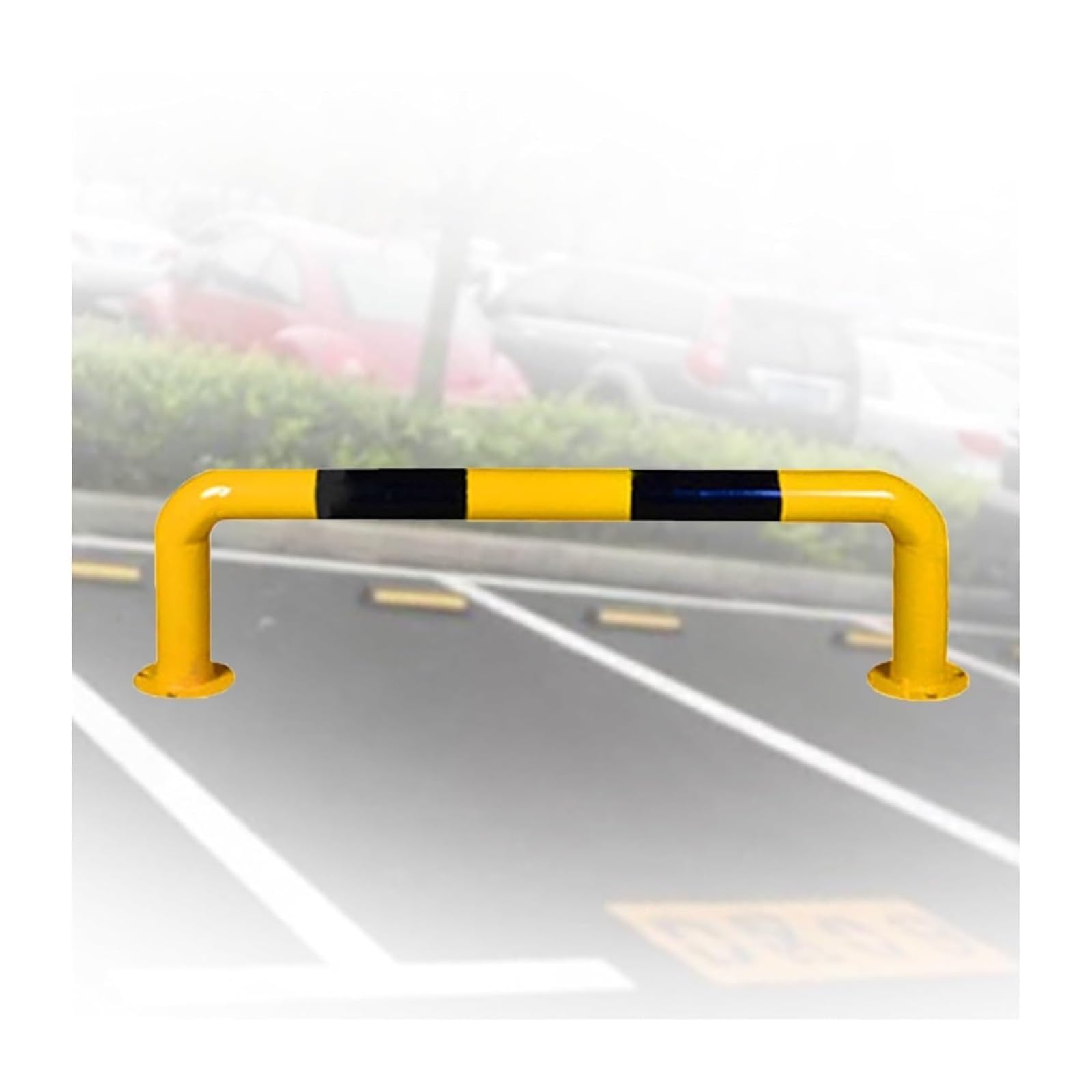 CWCQGH U Shape Security Bollards Black & Yellow Traffic Warning Posts For Parking, Driveway (120x30cm)