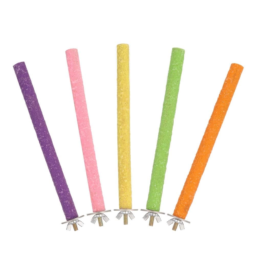 5 Pezzi 20cm Posatoio per Pappagalli,Posatoio per Pappagallo Giochi per Accessori,Trespolo per Pappagalli per Uccello Giocattolo di Masticare Domestico Piattaforma