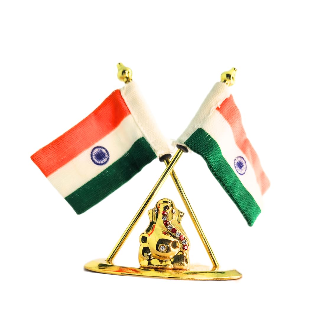 Lilly Visions Indian Flag with Ganesha Statue |Tricolor Flag, Patriotic & Spiritual Decor for Home, Office, Festivals (Pack of 1)