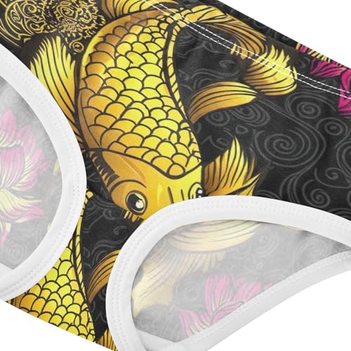 Cotton Toddler Underwear Floral Golden Koi Fish Little Girl Panties Pattern Undies Kids Briefs 2t4