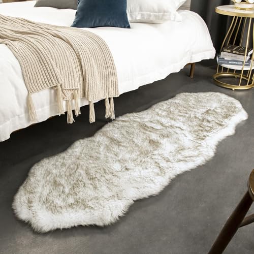 Tapete de piel sintética Ashler Home Deco 2 x 6 ft blanco marrón miniatura 4