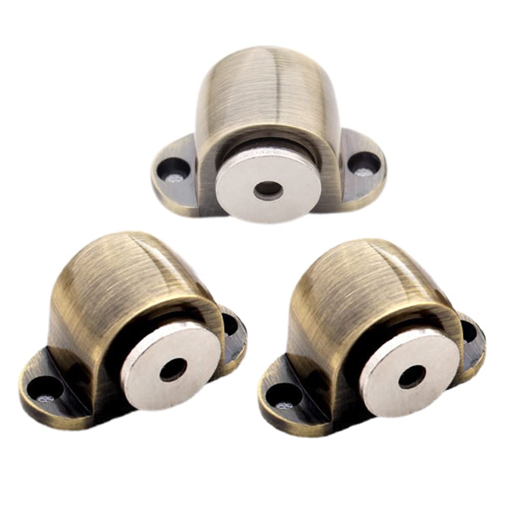 Nvsfzgiyg Bronze Door Wedge Stoppe, Stops, Stoppers,Magnetic Window Stop Cabinet Catch, Zinc Alloy Floor Mounted Stopper, 3-Pack