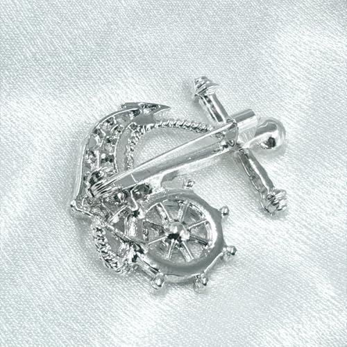 Image of Personality Pearl Crystal Anchor Fashion Brooch Pin Women's Clothing Accessories Jewelry Crystal Boat Anchor Brooch Rudder Brooch Pin