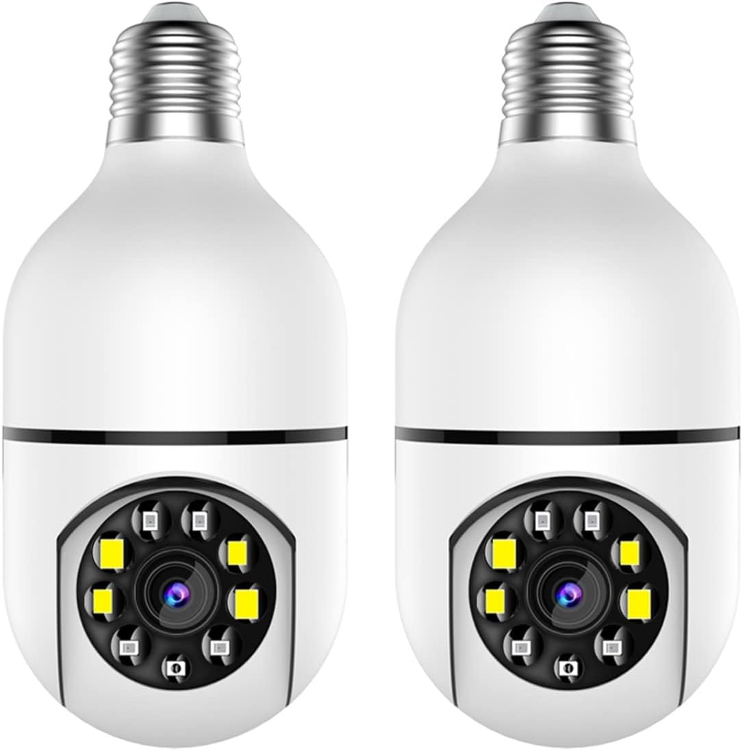 Libetter 2 Pcs 360degree Camera Bulbs 1080P Light Bulb Camera WiFi