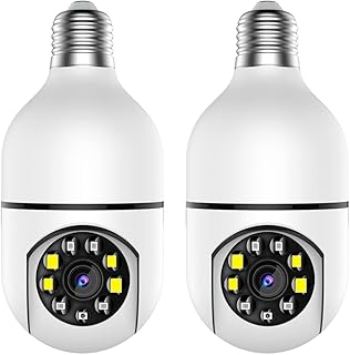 Libetter 2 Pcs 360-degree Camera Bulbs | 1080P Light Bulb Camera WiFi Outdoor | Home Light Bulb Camera, 360 Degree PTZ View Lens HD Night Vision, Smart Motion Detection, And Alarm Indoor/Outdoor