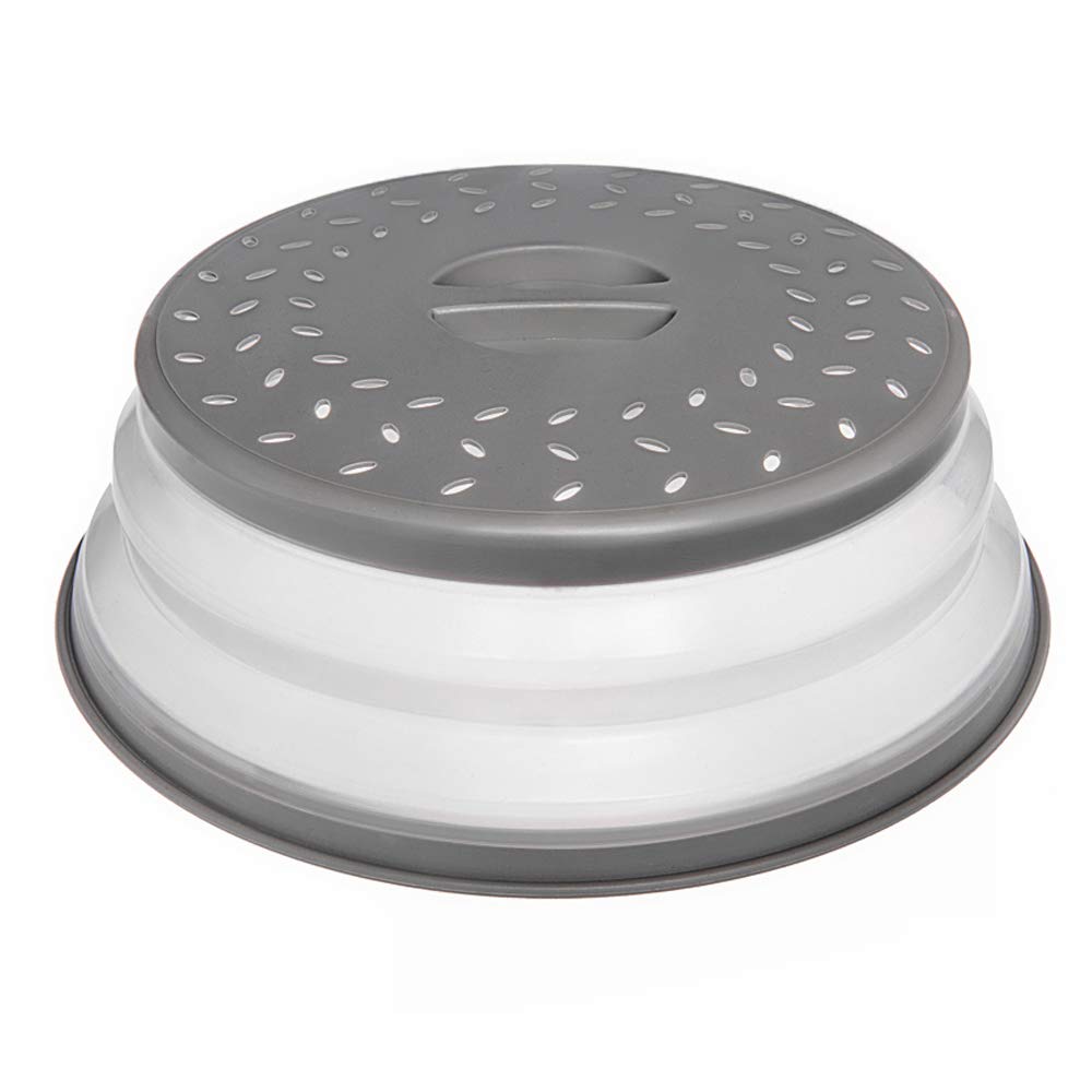 Ouchan Collapsible Microwave Plate Cover Colander Strainer for Fruit VegetablesBAP Free and Non-toxic (Grey)