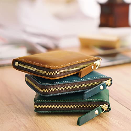 Wallets,1PCS Handmade Short Wallet Men's Retro Zipper Wallet Wallet Card Holder Coin Case(D)2