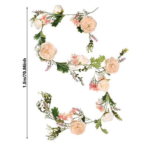 Artificial Flowers Garland, 180CM Fake Peony Rose Flower Vine - Image 2