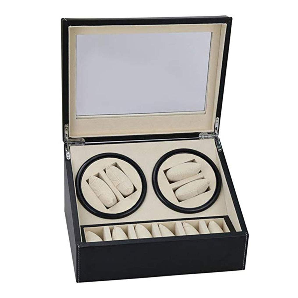 OLSKFUH Automatic Watch Winder Watch Winder Shake Table Device Double Black Pu Automatic Winding Watch Box Electric Motor Box Electric Shaker,