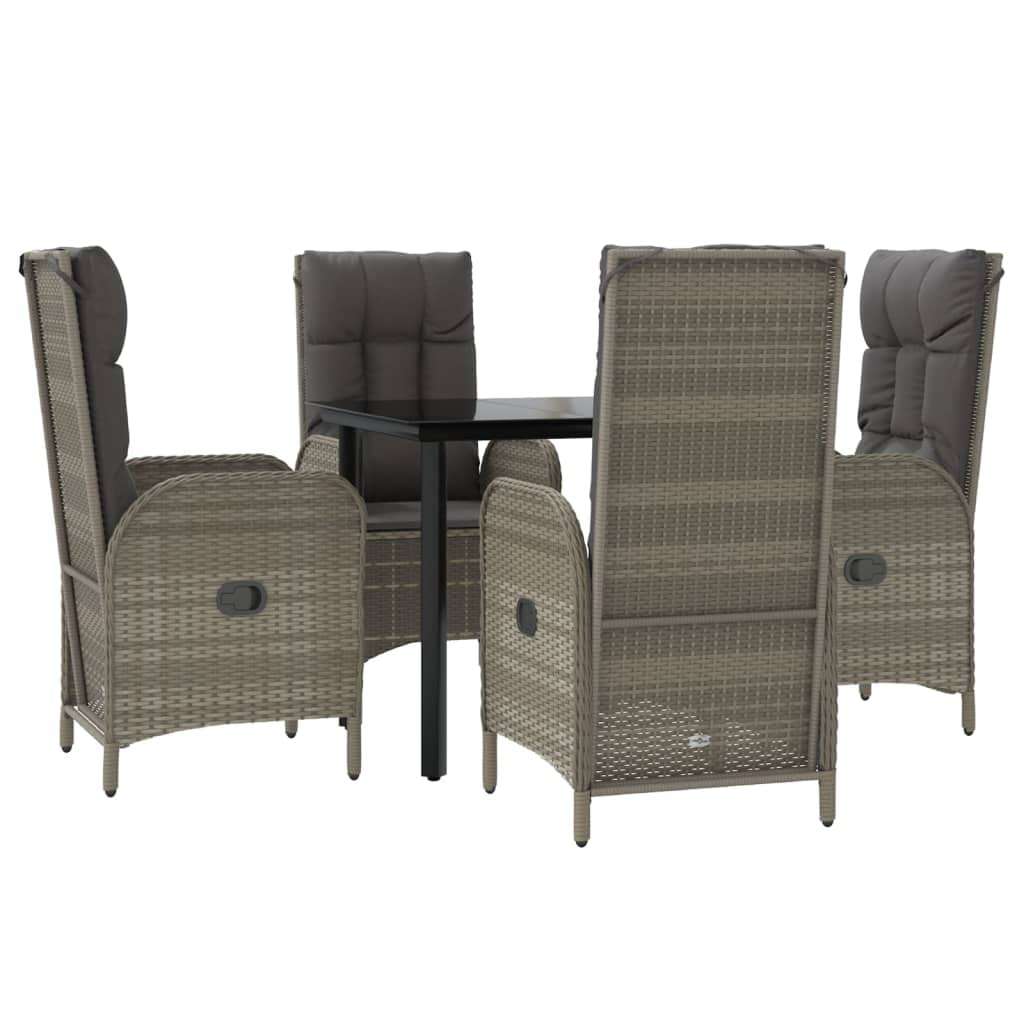 Ensemble à manger de jardin noir gris 5 pcs avec table salle à manger extérieur