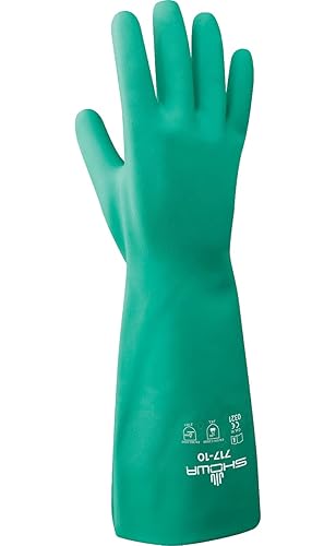 SHOWA Guantes resistentes a productos químicos, nitrilo, XL, PR, verde claro