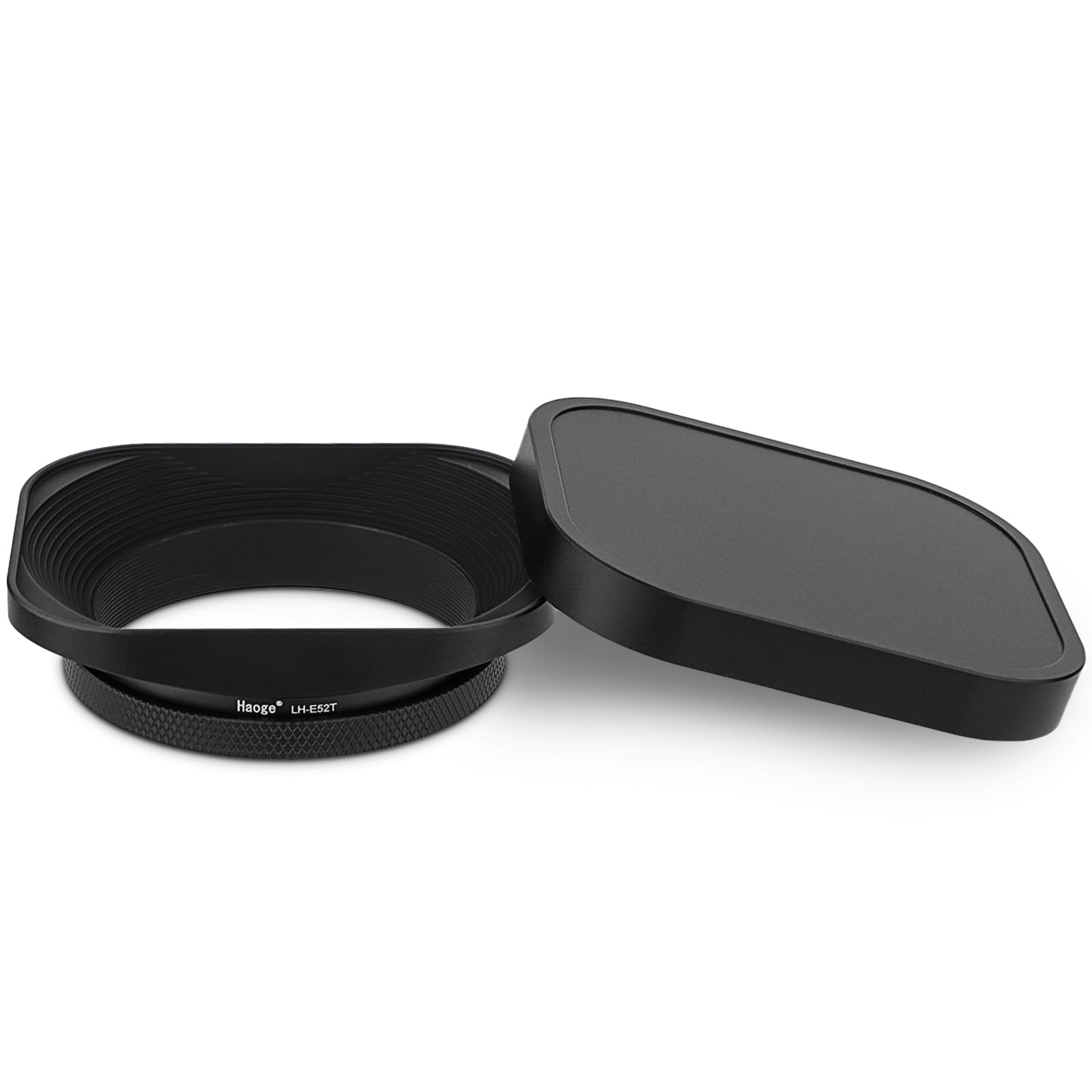 LH-E52T 52mm Square Metal Screw-in Lens Hood with Metal Cap for 52mm Canon Nikon Sony Leica Voigtlander Nikkor Panasonic Pentax Contax Olympus Lens and Other Lens with 52mm Filter Thread