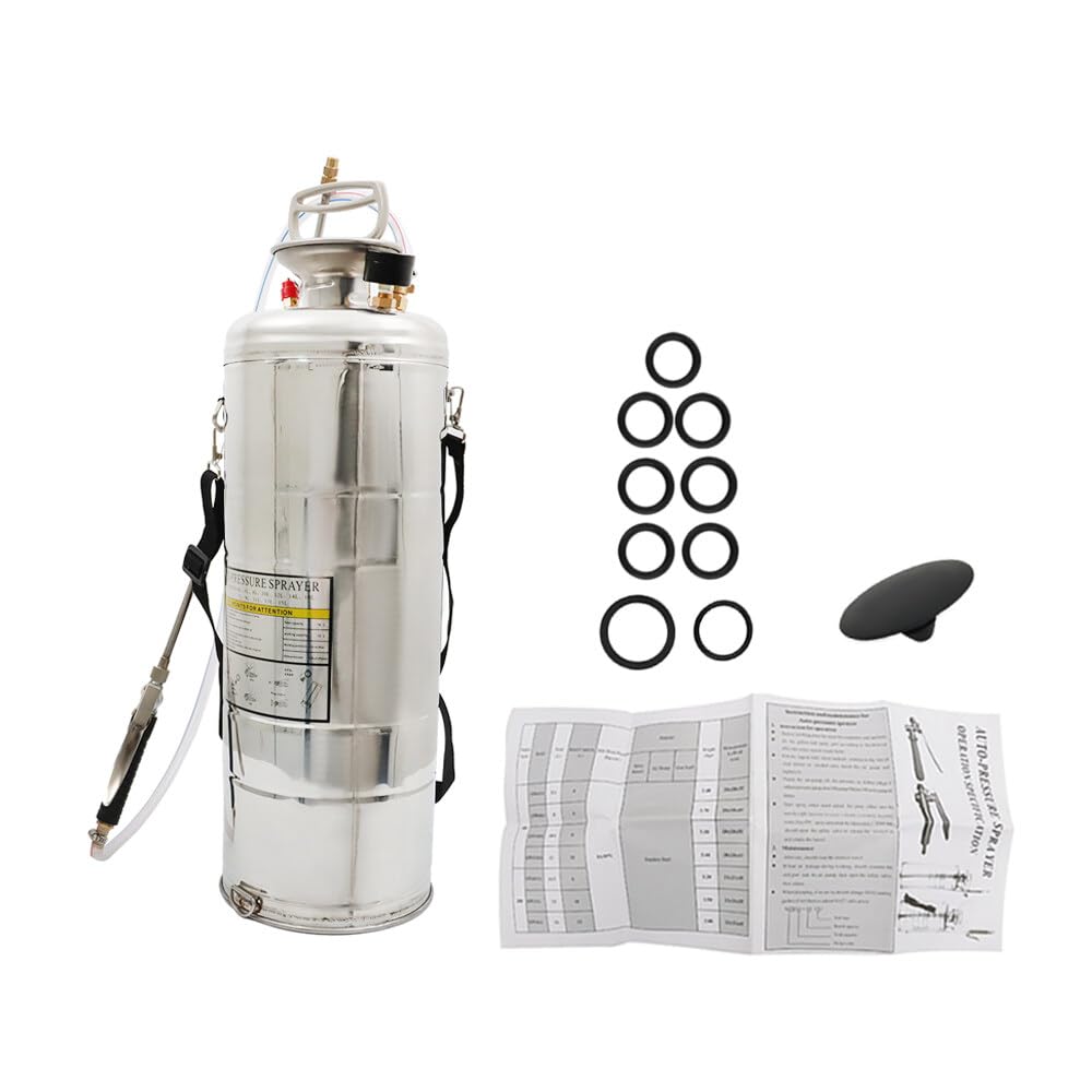 Heavy Duty Stainless Steel Sprayer, 3 Gallon Pump Sprayer, 12L Stainless Hand Pump Sprayer for Lawn, Garden Watering, Floor Cleaning (20 Wand & 3FT, Silver)