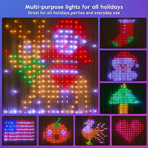Smart Curtain String Lights App Controlled - 400 Led Diy Hanging Fairy Light Pattern And Text Programmable, Music Sync With Remote, Waterproof Smart Independence Day Lights Outdoor Indoor Decorations #TOP3