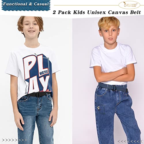 JASGOOD Kids Canvas Belts for Boys Girls Double D-ring Buckle Web Strap Belt Uniform Baseball Unisex Waist Belt for Youth2