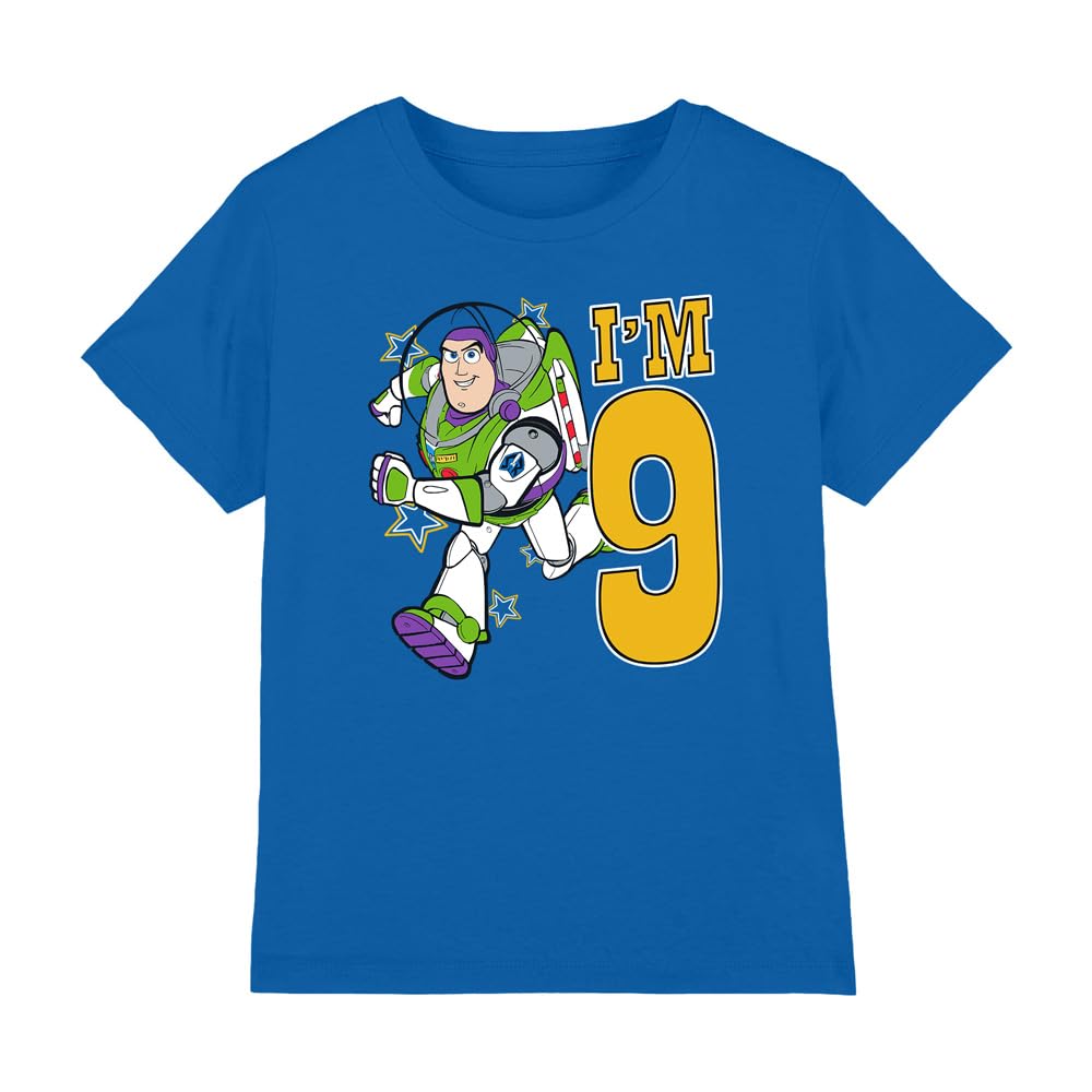 Toy Story Boys Birthday Buzz I'm 9 Unisex Kids T-Shirt, Royal, 5-6 Years UK