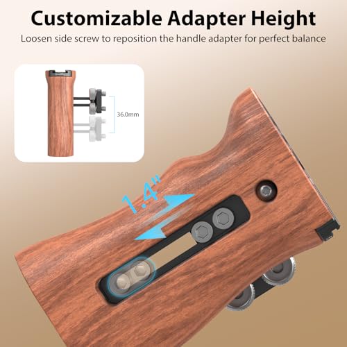 Image of SmallRig Wooden Side Handle with 1 /4''-20 Screws, Max. Load 15kg /33lbs, Up and Down Adjustable, for Left or Right Hand