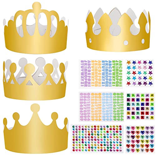 Fowecelt Party Hats - Paper Crowns for Kids & Adults Gold DIY Crown Kit for Boys & Girls