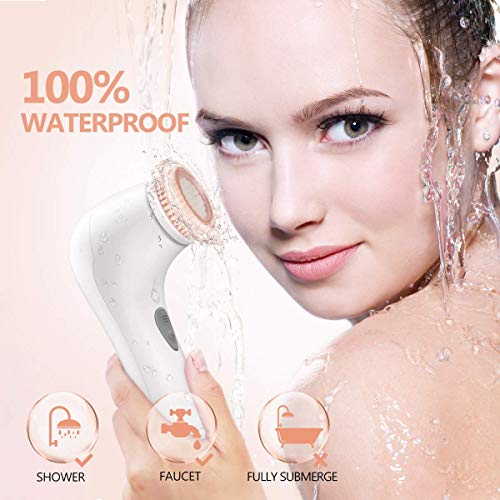 Facial Cleansing Brush, Waterproof Face Brush Skin Cleansing Scrub with 7 Heads, ETEREAUTY Spin Brush for Deep Cleansing Exfoliation, Facial Cleanser Brush for Massaging, Skin Exfoliation (White) - Thumbnail 6