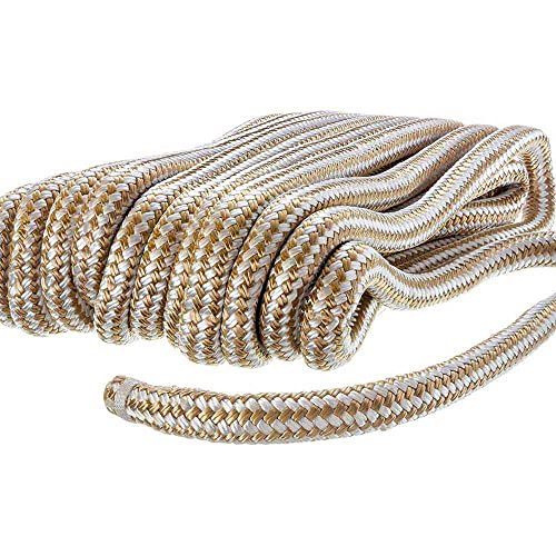 Seachoice Double-Braid Nylon Dock Line w/Eye Splice, Pre-Shrunk, Heat Stabilized, 3/4 in. X 50 Ft., Gold White by SEACHOICE - Image 2