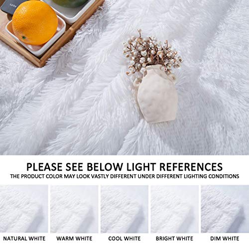 YUSOKI Twin Size Faux Fur Throw Blanket(White,60" x 80"),Whithout Pillows,Winter Lightweight Plush Fuzzy Soft Cozy Microfiber Comfy Bed Blanket for Women Kids Girls Couch Sofa Washable