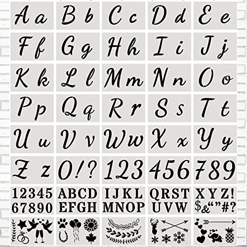 Pochoir Lettre Alphabet Réutilisable en Plastique Pochoir Chiffre avec Majuscule et Minuscule Lettres Chiffres et Signes (40 Pièces)