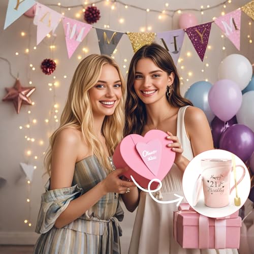 Image of 21st Birthday Gifts for Women 14Oz Pink Coffee Mug 21 Year Old Birthday Gifts for 21 Year Old Women 2005 Bday Present for Woman 21st Bday Gift for Daughter Girlfriend Sister Friend Niece Aunt