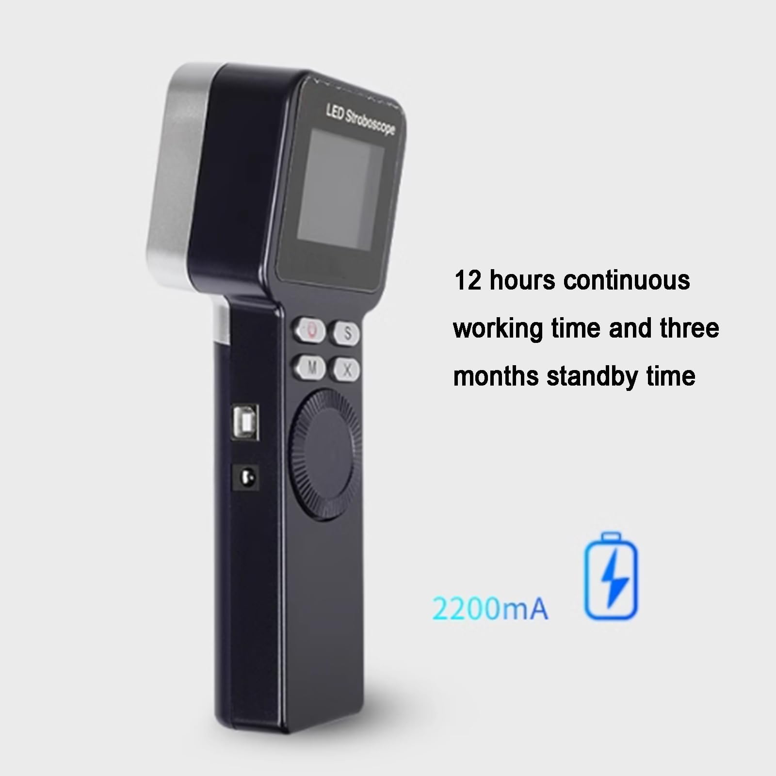 Tacómetro de luz estroboscópica digital LED, estroboscópico de mano sin contacto, 1-999999 RPM, recargable, para engranajes, neumáticos