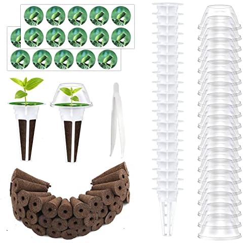 101 Stück Hydrokultur Zubehör für Aerogarden, Hydroponische Anzuchtsysteme Anzuchtset Pflanzen mit 20 Grow Baskets, 20 Transparenten Isolierdeckeln, 40 Grow Schwämmen, 20 Pflanzenetiketten Cover