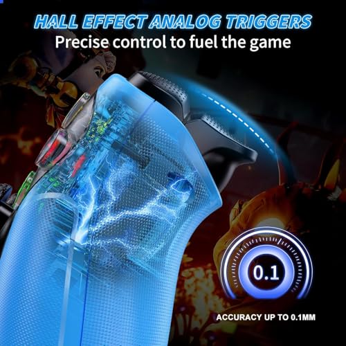 Image of Nonbliep RGB Wireless Controller for PS5 /PC, Bluetooth Controller with Turbo, Macro, 6-Axis Motion Control, Dynamic Vibration, 3.5mm Audio Jack, 1000mAh Battery, Speaker (Blue)