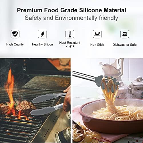 Silicone Kitchen Utensils Set, Herogo 25 Pcs Cooking Utensil with Holder, Heat Resistant Kitchen Tools with Stainless Steel Handle for Non-Stick Cookware, Turner Spatula Spoon Tong Brush Whisk, Grey