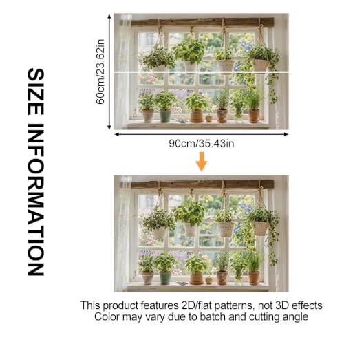 Image of Herb Garden Window Backsplash Peel and Stick, 35.4x23.6 in