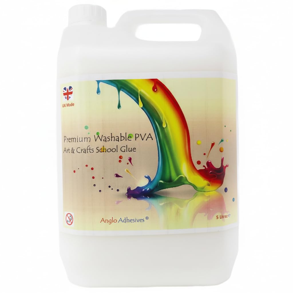 5 Litre PVA Glue for Crafting & Art. White Eco Washable Crafters Glue for Kids Art, School Supplies, DIY Craft Projects & Sticking & Glueing Paper, Cardboard or Collage Art