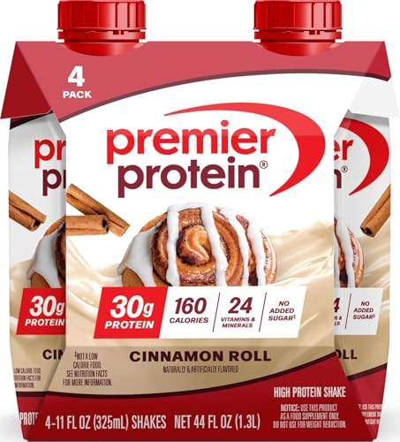 Premier Protein 30g High Protein Shake, Cinnamon Roll, 4 Pack