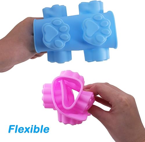 Miniatura 4 de SourceTon Paquete de 4 moldes de silicona para patas de perro y 3 cortadores de galletas de hueso de acero inoxidable para golosinas caseras y patas