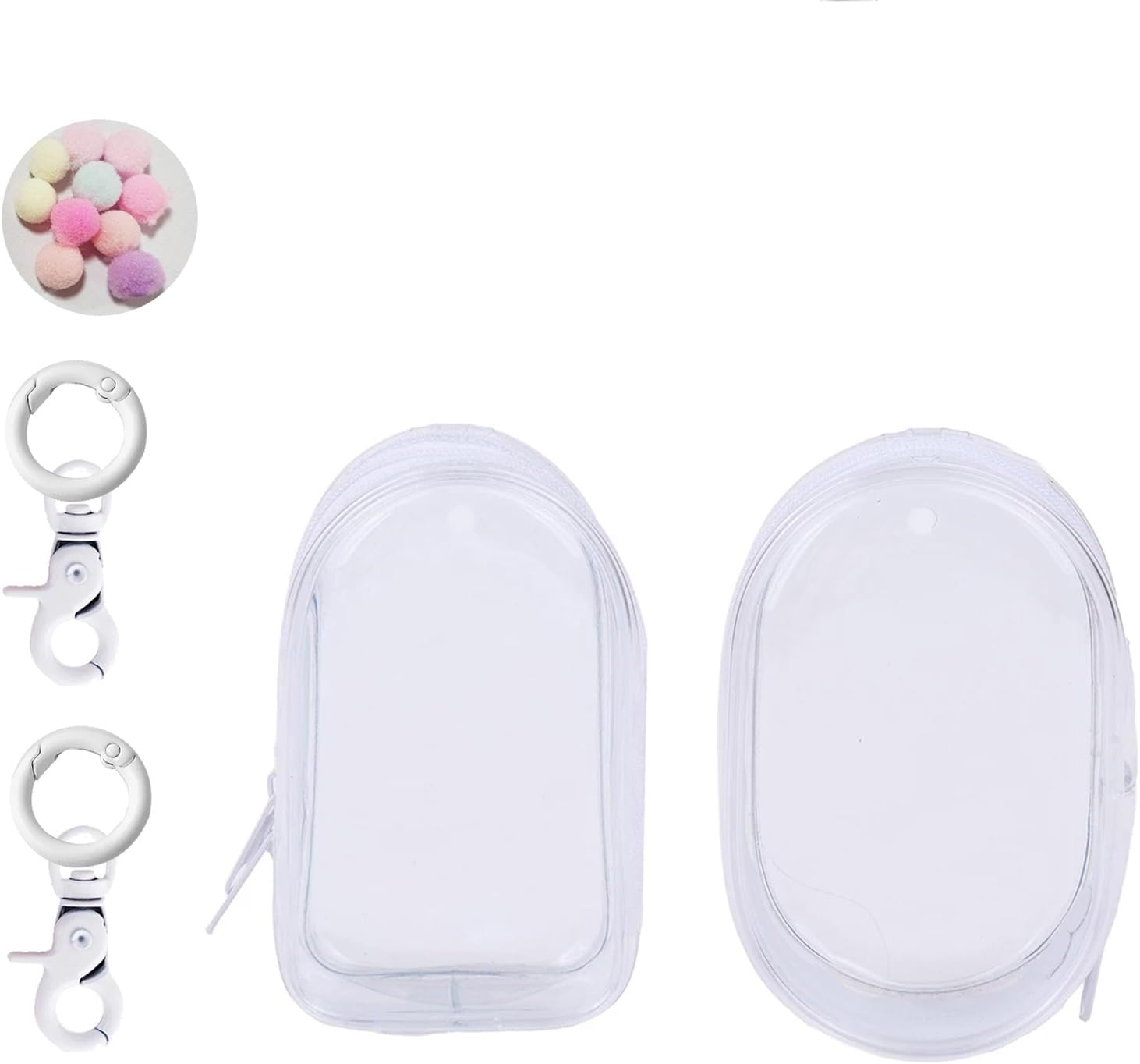2Pcs Clear Figure Display Case With Keychain Pouch - Blind Box Carrying Case for Trinkets and Doll Collectors