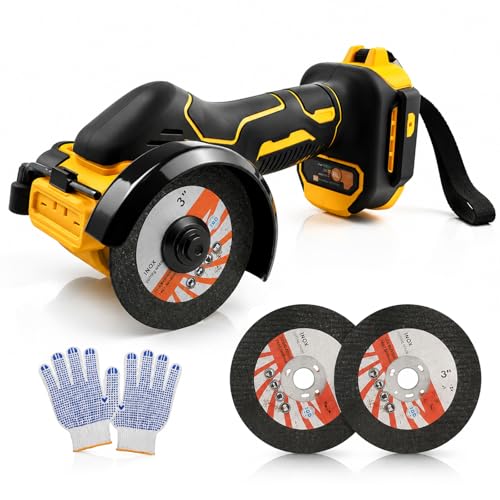 Image of Cordless Angle Grinder for DeWalt 18V/20V Battery, Brushless Mini Angle Grinder 20000RPM, 75mm Cordless Cutting Tool with 2 Discs for Metal, Wood, Tile, PVC (Battery Not Included)