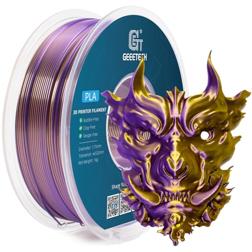 Image of Geeetech Silk PLA Filament 1.75mm Silk Dual Color Filament, Coextrusion Dichromatic Metal-Like Shiny Consumable 1kg (2.2lbs) 1 Spool, Dimensional Accuracy + /- 0.02 mm, Gold Purple