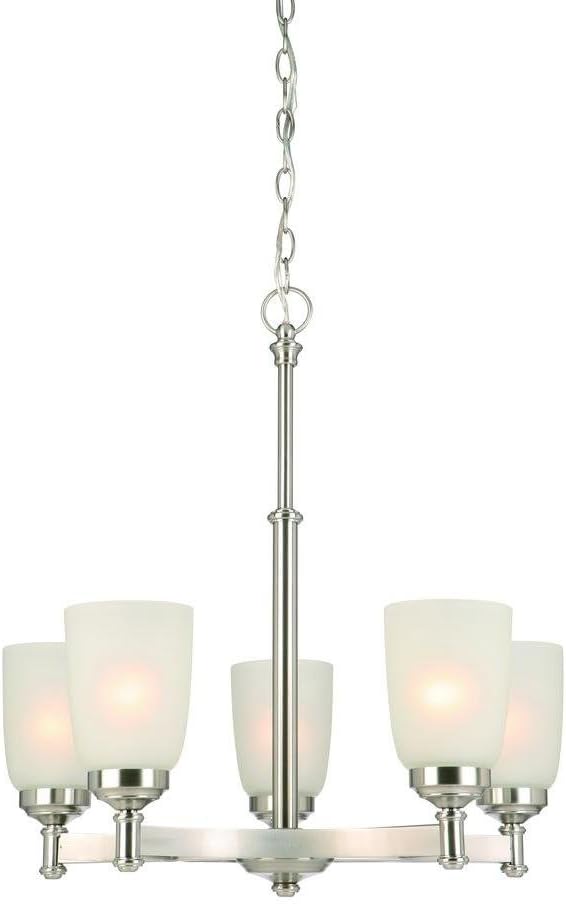 Uр Tо 40% оƒƒ Hampton Bay 5-Light Brushed Nickel Chandelier with Frosted Glass Shades