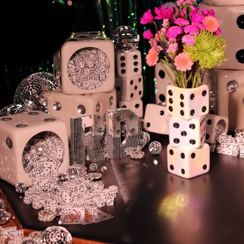 Reimagine Discovery RD030 Iridescent Triple Dice Vase, Maximalist Home Decor Ceramic Flower Vase, Iridescent Desk Accessories For Office, Bar Cart Or Vanity thumb #4