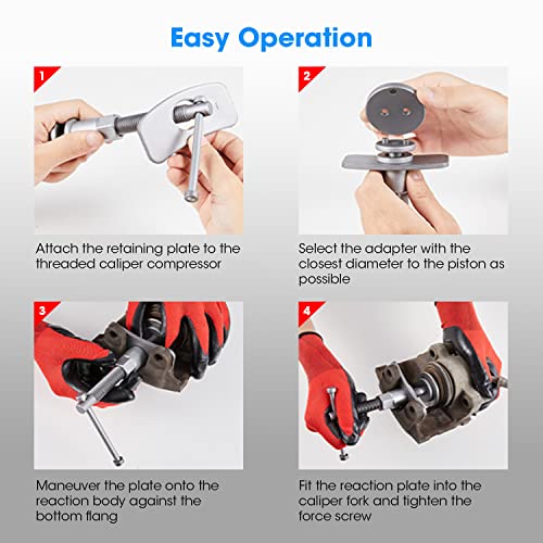 Jack Boss Heavy Duty Disc Brake Caliper Compression Tool Kit And Piston Wind Back Tool With Case For Brake Pad Replacement Reset, Professional Car Brake Caliper Compression Universal Tool Set, 24Pcs #TOP6