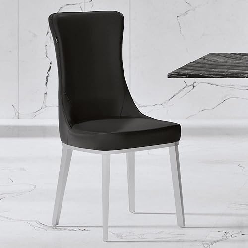 ZURI Modern Norma Silla de comedor - Negro con base de acero inoxidable cepillado Negro,Gris,https://www.amazon.com/dp/undefined