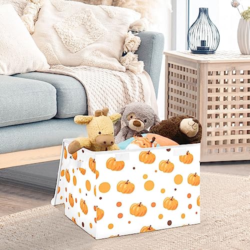 Panier de rangement pliable à couvercle citrouille d'automne pour organiser la maison