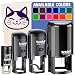 Happy Spotted Cat Face Self-Inking Rubber Stamp Ink Stamper for Stamping Crafting Planners - 1/2 Inch Mini - Black Ink