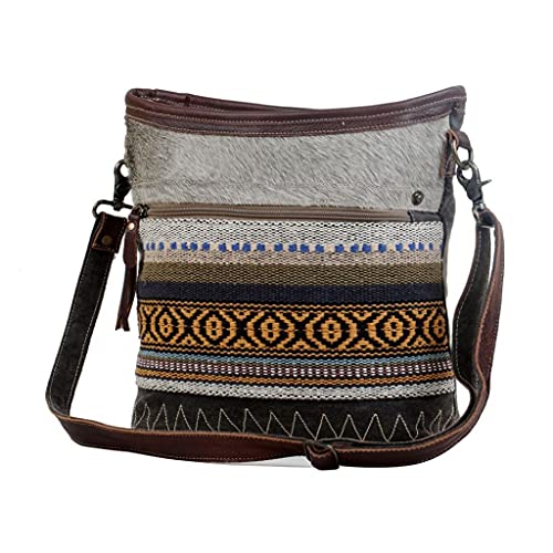 Myra Bag Adaptable Shoulder Bag UpcycledCotton & Cowhide LeatherS-28642
