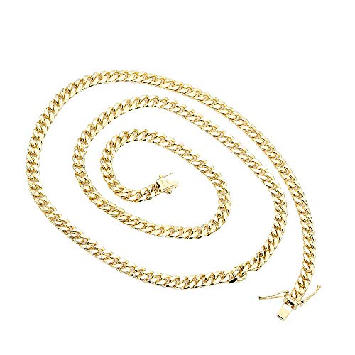 14k Solid Yellow Gold 5mm Miami Cuban Link Chain 30