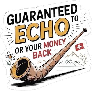Funny Alphorn Sticker - Alpine Horn Echo Vinyl Decal for Swiss Musicians Mountain Music Lovers Hikers