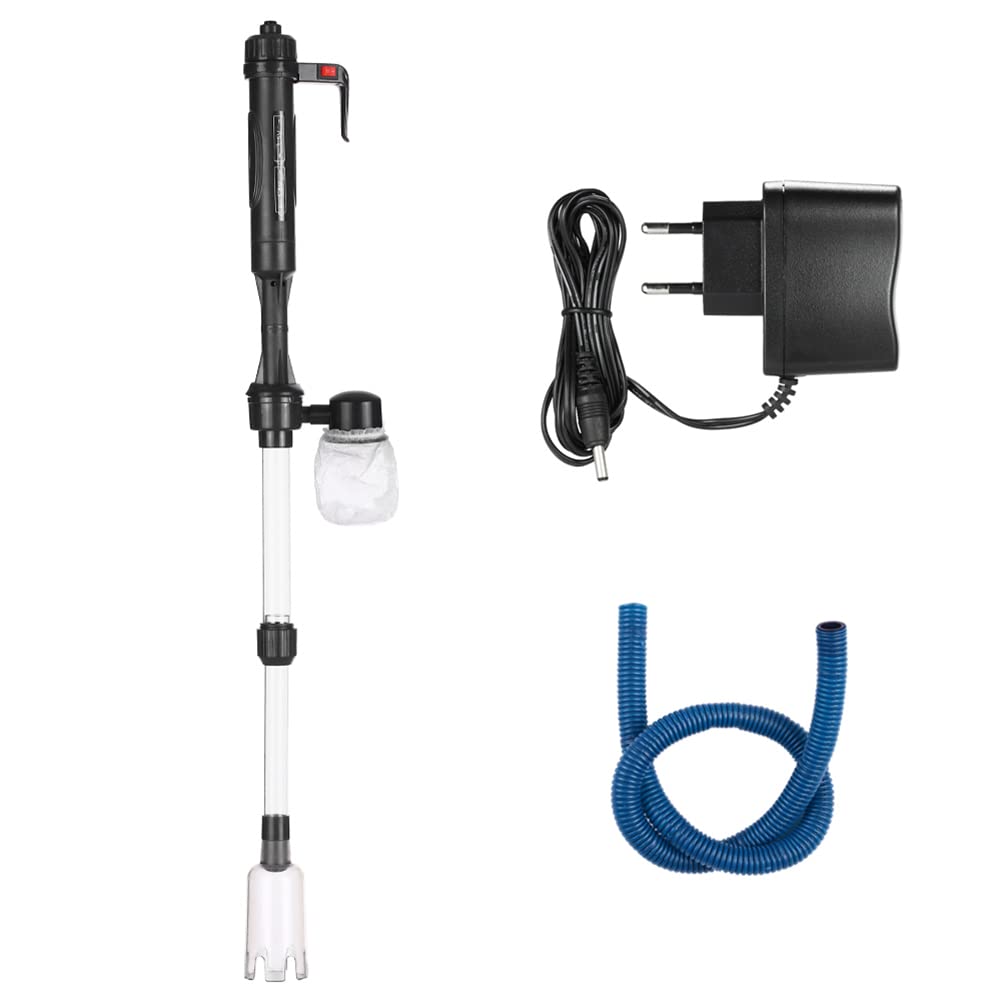 Alnicov Pompe de Filtration par Siphon pour Aquarium Électrique, Tube Extensible, Nettoyeur Automatique de Sable et Gravier, Changeur d’Eau pour Poissons